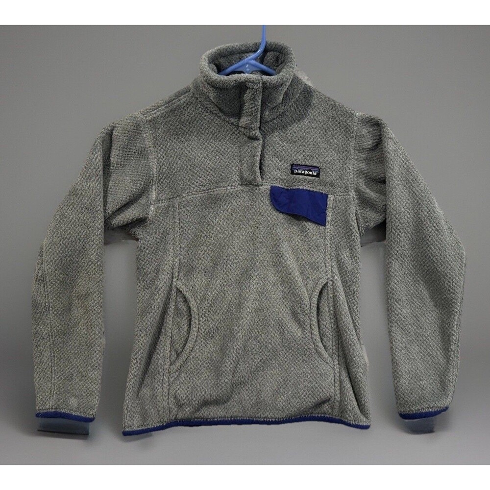 Patagonia Womens Re-Tool Snap T Fleece Jacket Sz XXS Gray Pile Pullover